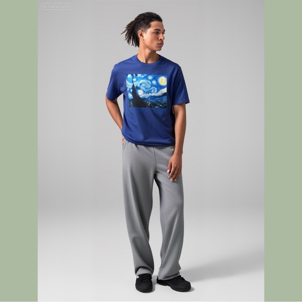 Starry Night by Vincent Van Gogh  T-shirt Washed Blue